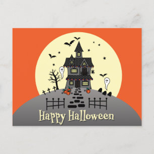 Niedlich Happy Halloween Spuk House Postcard Postkarte