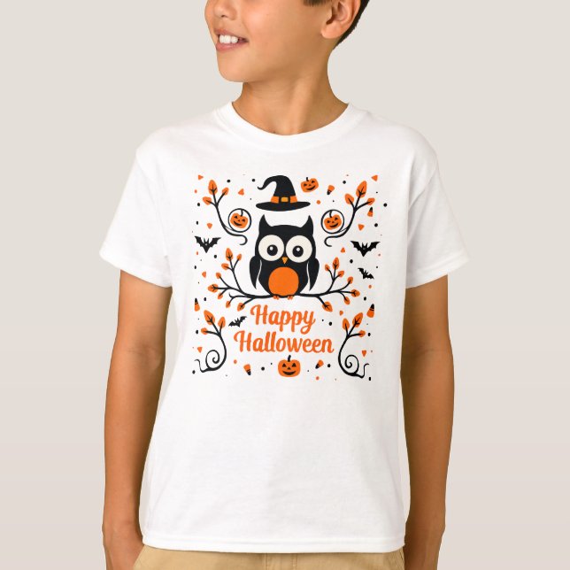 Niedlich Happy Halloween T-Shirt (Vorderseite)