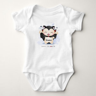Niedlich Happy Halloween Vampire Cat Baby Strampler