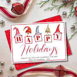 Niedlich Happy Holidays Gnomes signiert Red Holida Feiertagskarte