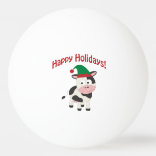 Niedlich Happy Holidays Weihnachtself Kuh Tischtennisball