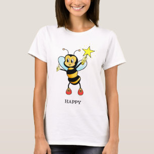 Niedlich Happy Honey Bee mit Star auf Sky Blue T - T-Shirt