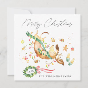 Niedlich Happy Hund Dackel Weihnachtslicht Feiertagskarte