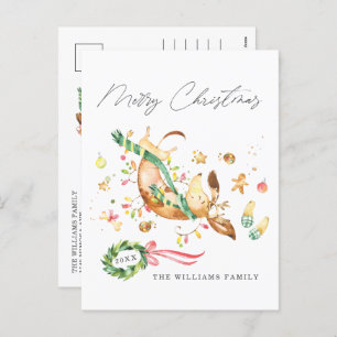 Niedlich Happy Hund Dackel Weihnachtslicht Feiertagspostkarte