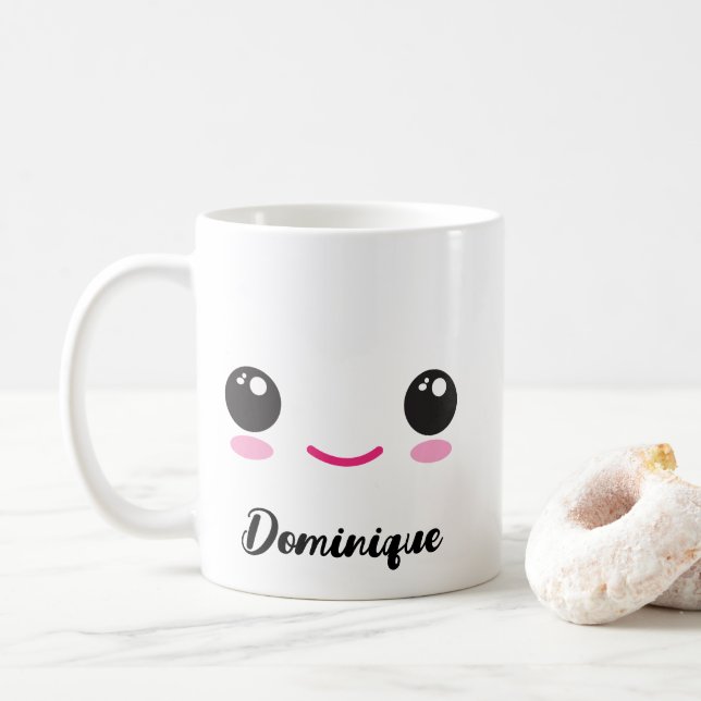 Niedlich Happy Kawaii Face - Tasse von benutzerdef (Mit Donut)