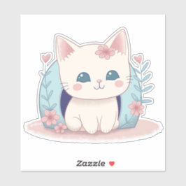 Niedlich, Happy Kitty mit einer neuen Zuhause Aufkleber