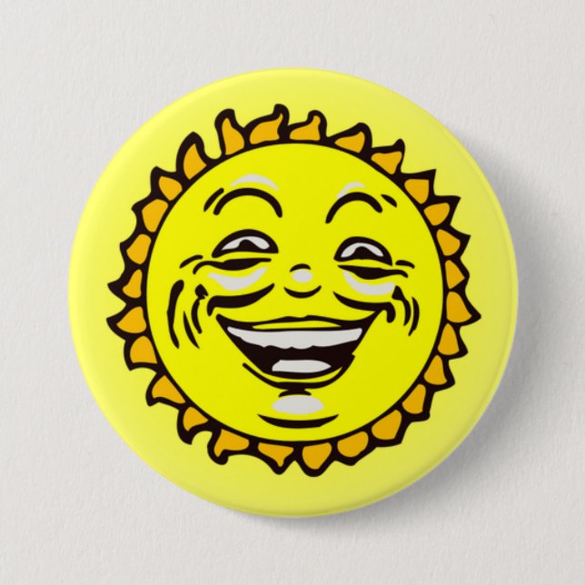 Niedlich Happy Lächeln Sun Button (Vorderseite)