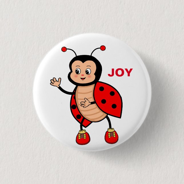 Niedlich Happy Ladybug Cartoon Button (Vorderseite)