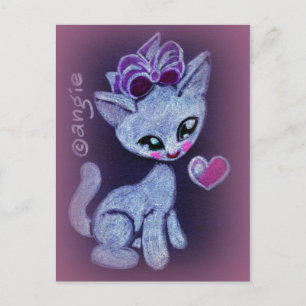 Niedlich Happy Liebe Kitty Postkarte