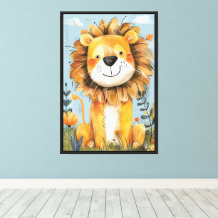 Niedlich Happy Lion Baby Kinderzimmer Kinder Leinwanddruck