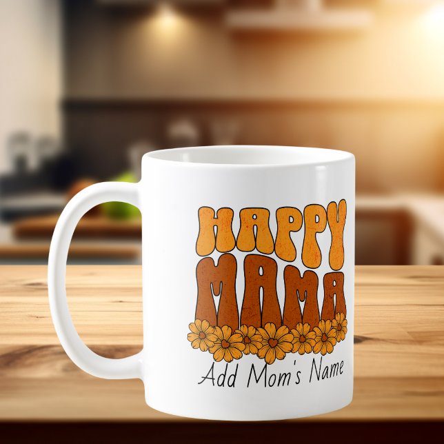 Niedlich Happy Mama Gold & Browns Kaffee Tasse (Sweet Floral happy mama design, customize, add Mama's Kids Names)