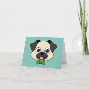 Niedlich Happy Mops Dog mit Papillon Dankeskarte