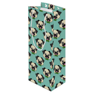 Niedlich Happy Mops Dog mit Papillon Geschenktüte Für Weinflaschen