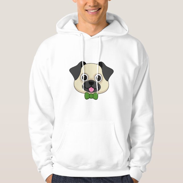 Niedlich Happy Mops Dog mit Papillon Hoodie (Vorderseite)
