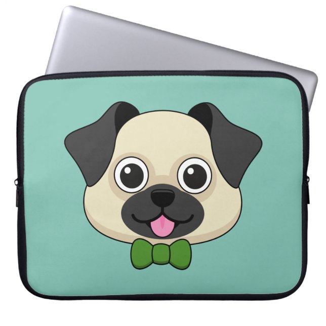 Niedlich Happy Mops Dog mit Papillon Laptopschutzhülle (Vorderseite)