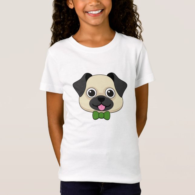Niedlich Happy Mops Dog mit Papillon T-Shirt (Vorderseite)