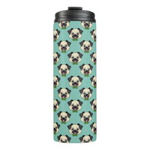 Niedlich Happy Mops Dog mit Papillon Thermosbecher