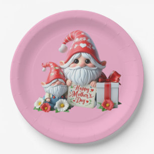 Niedlich Happy Mother's Day gnome Dinner Party Pappteller