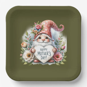 Niedlich Happy Mother's Day gnome Pappteller