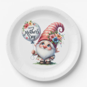 Niedlich Happy Mother's Day gnome Pappteller