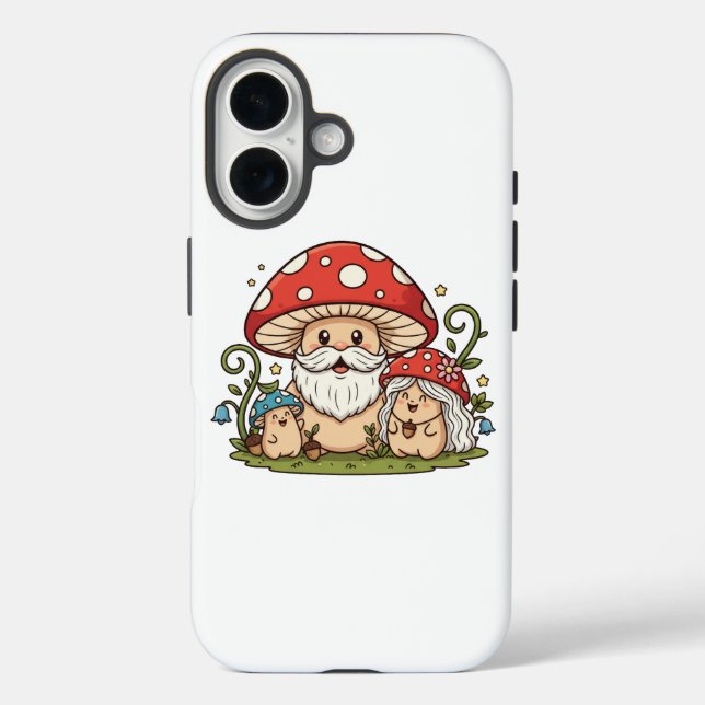 Niedlich Happy Mushroom Family Printed iPhone Case (Rückseite)