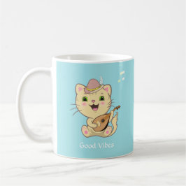 Niedlich Happy Musical Ginger Tabby Cat on Light B Kaffeetasse