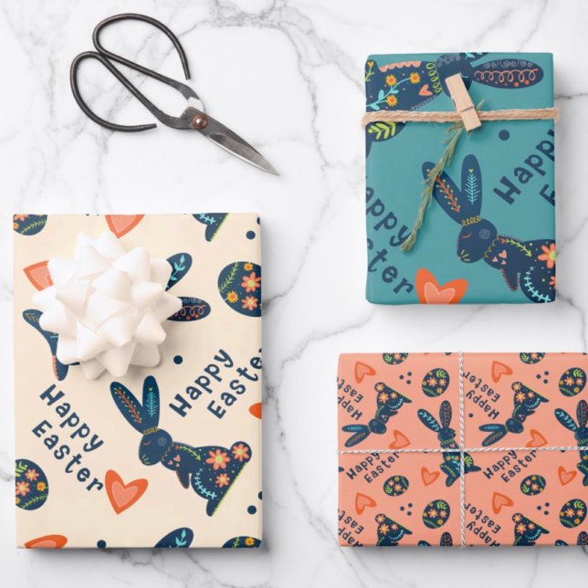 Niedlich Happy Oaster Bunny Muster Custom Folk Geschenkpapier Set (Von Creator hochgeladen)
