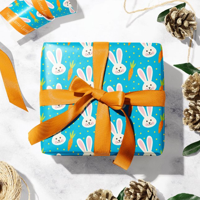 Niedlich Happy Oaster Bunny Pattern mit Kid Name Geschenkpapier (Von Creator hochgeladen)