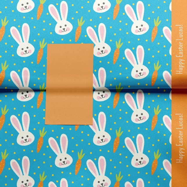 Niedlich Happy Oaster Bunny Pattern mit Kid Name Seidenpapier (Von Creator hochgeladen)