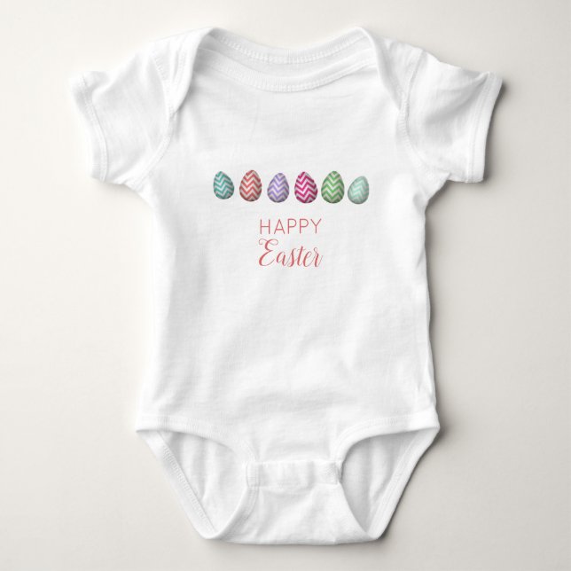 Niedlich Happy Oaster Egg Pastellfarben Baby Strampler (Vorderseite)