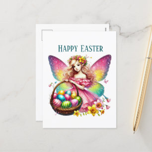 Niedlich Happy Oaster Fairy Text hinzufügen Feiertagspostkarte