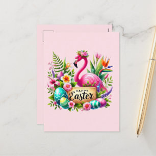 Niedlich Happy Oaster pink Flamingo hinzufügen Mel Feiertagspostkarte