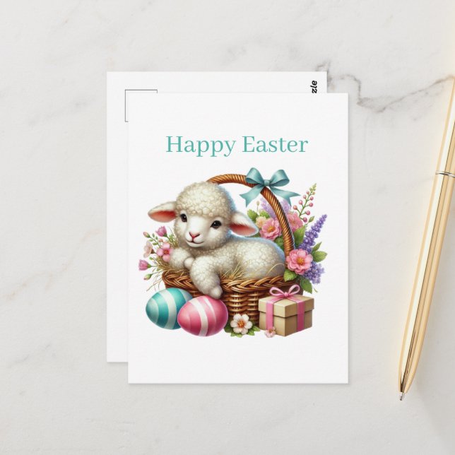 Niedlich Happy Oaster Postkarte (Vorderseite/Rückseite Beispiel)