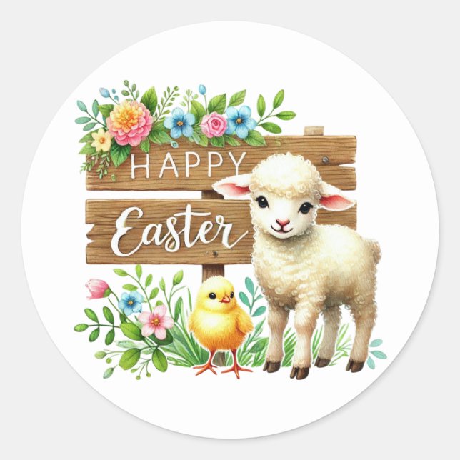 Niedlich Happy Oaster Runder Aufkleber (Vorderseite)