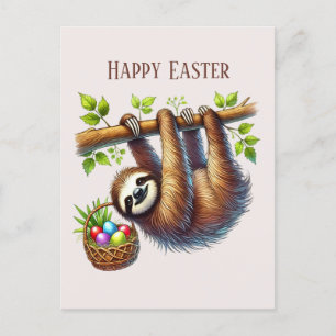 Niedlich Happy Oaster Sloth Feiertagspostkarte