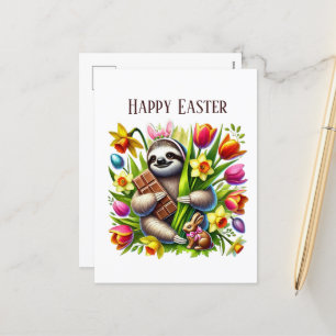 Niedlich Happy Oaster Sloth-Nachricht Feiertagspostkarte