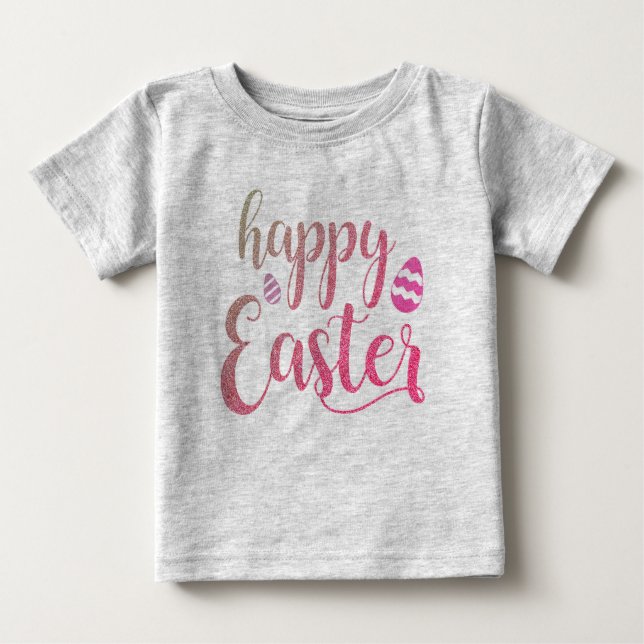 Niedlich Happy Oaster Typografy Easter Egg Baby T-shirt (Vorderseite)