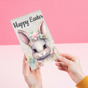 Niedlich Happy Oaster Watercolor Bunny Feiertagspostkarte
