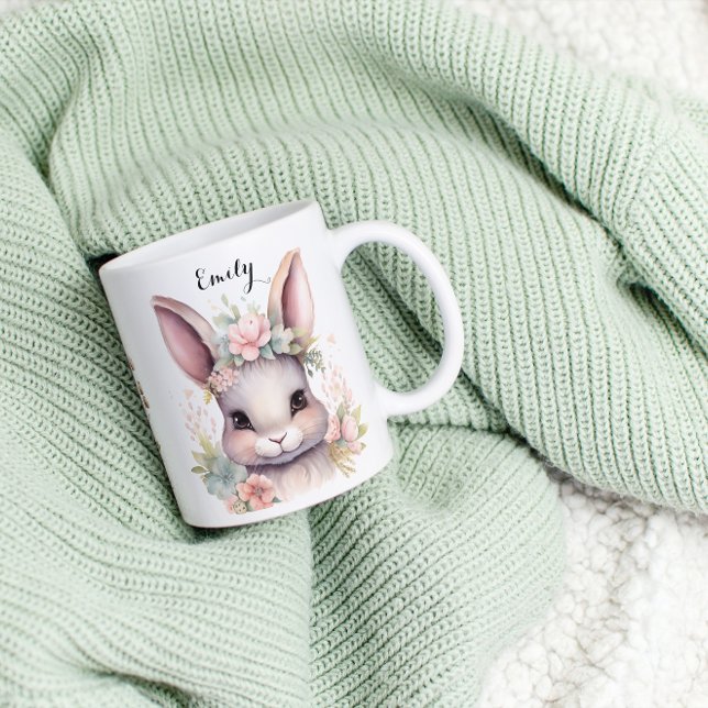 Niedlich Happy Oaster Watercolor Bunny Zweifarbige Tasse (Von Creator hochgeladen)
