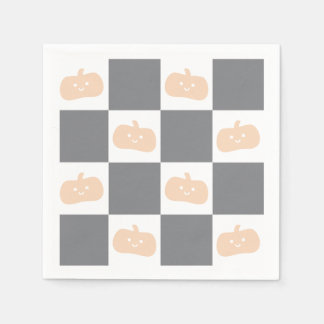 Niedlich Happy Orange Pumpkin mit Checkerboard Serviette