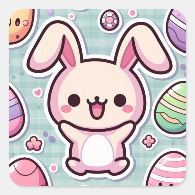 Niedlich Happy Osterkleber! Happy Bunny Stickers (Vorderseite)