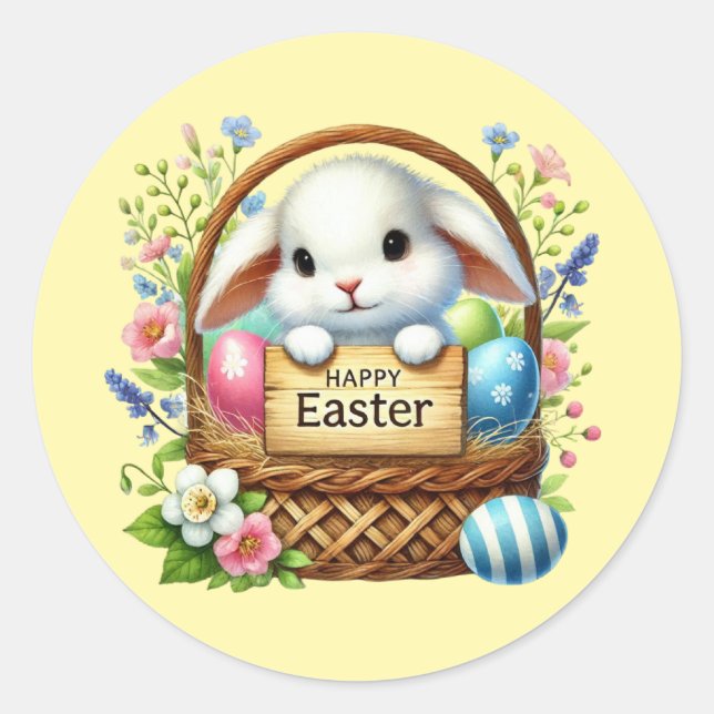 Niedlich Happy Ostersonntag Runder Aufkleber (Vorderseite)