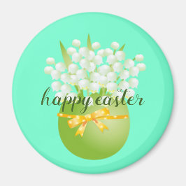 Niedlich Happy Osterturquoise Klassische Runde Magnet