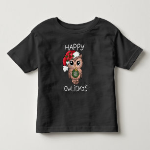 Niedlich Happy Owlidays Weihnachtsgrün Kleinkind T-shirt