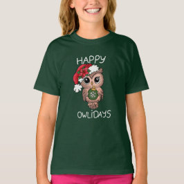 Niedlich Happy Owlidays Weihnachtsgrün T-Shirt