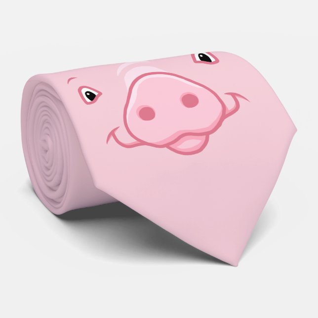 Niedlich Happy Pink Pig Face Krawatte (Gerollt)