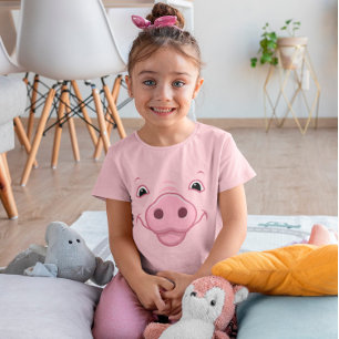 Niedlich Happy Pink Pig Face T-Shirt
