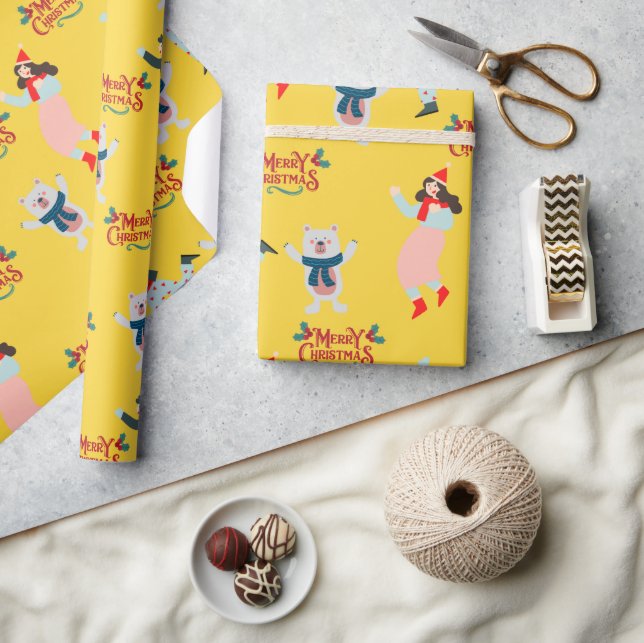 Niedlich Happy Polar Bär Xmas Nahtlose Muster Geschenkpapier (Kunsthandwerk)