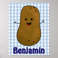 Niedlich Happy Potato Blue Gingham Custom