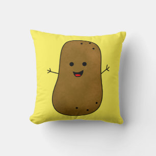 Niedlich Happy Potato, gelber Hintergrund Kissen